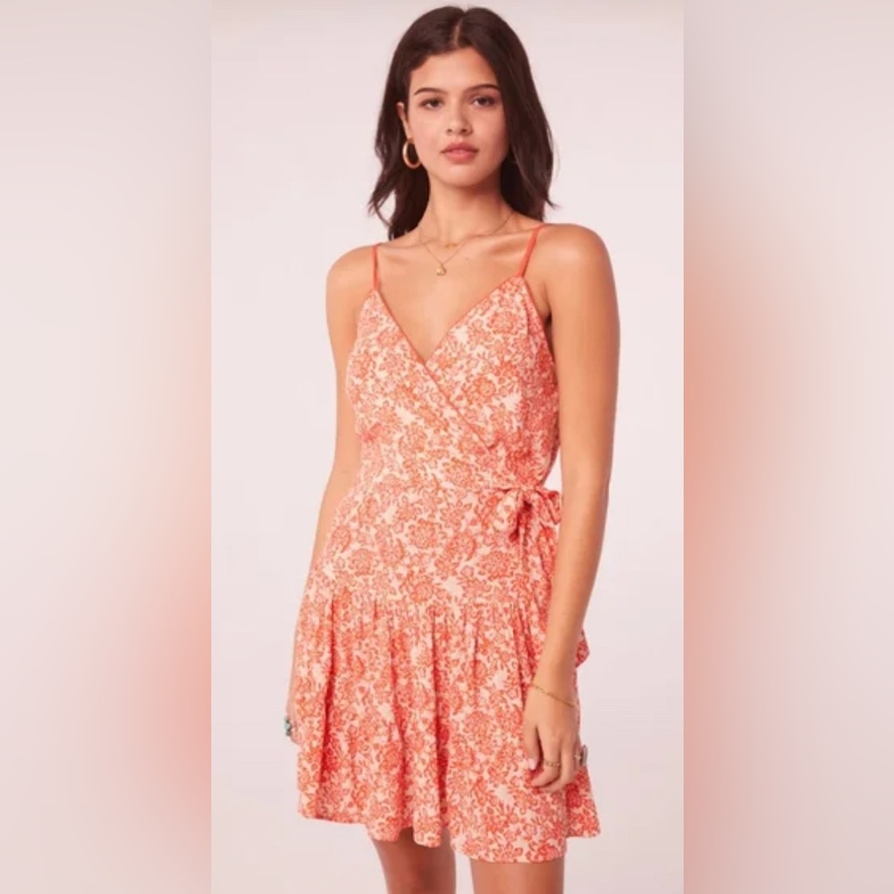 Orange Mini Sundress with Ruffles and Spaghetti Straps